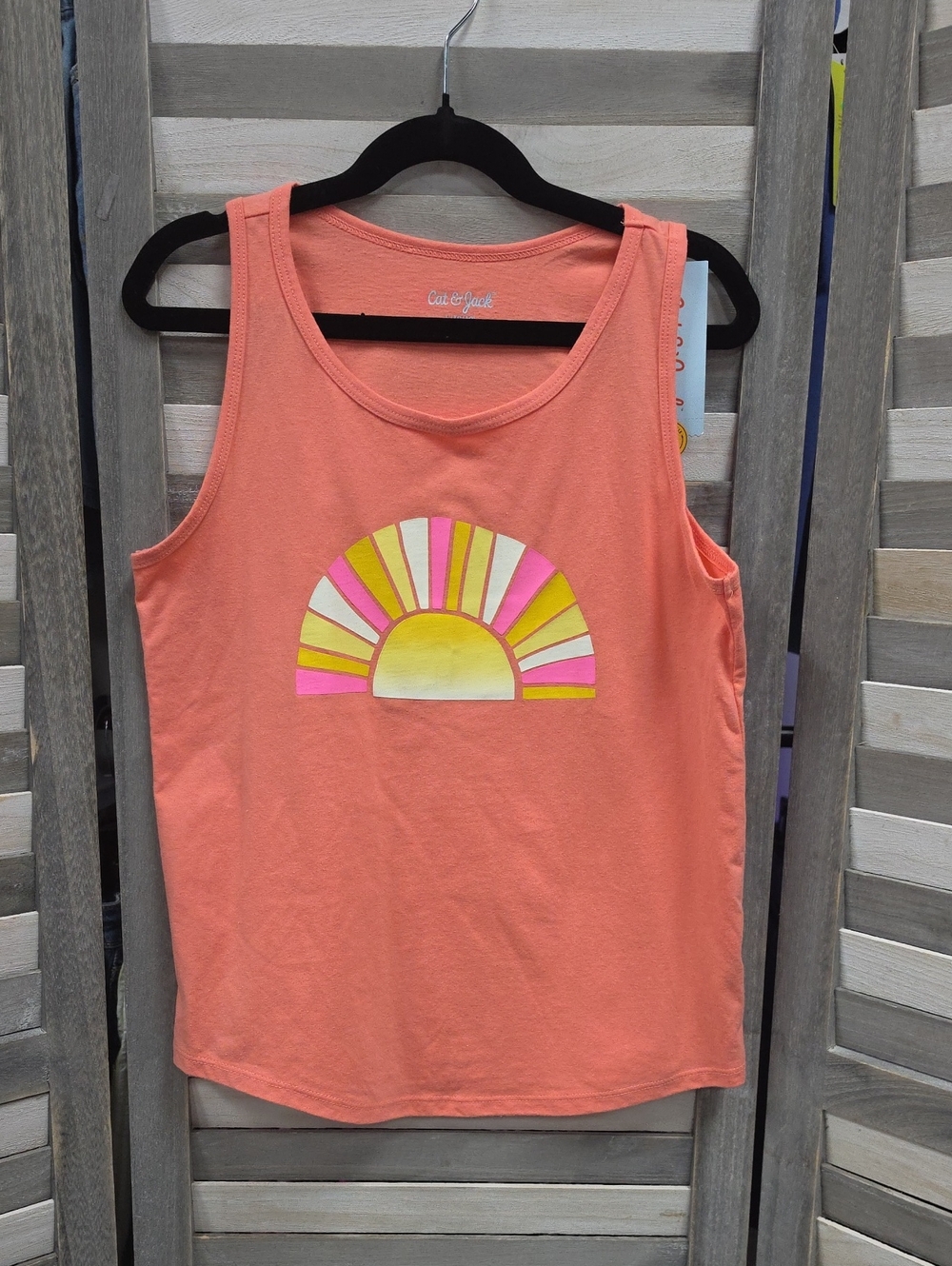 Cat & Jack Coral Tank with Sunrise Stripe Graphic | Large (10/12)